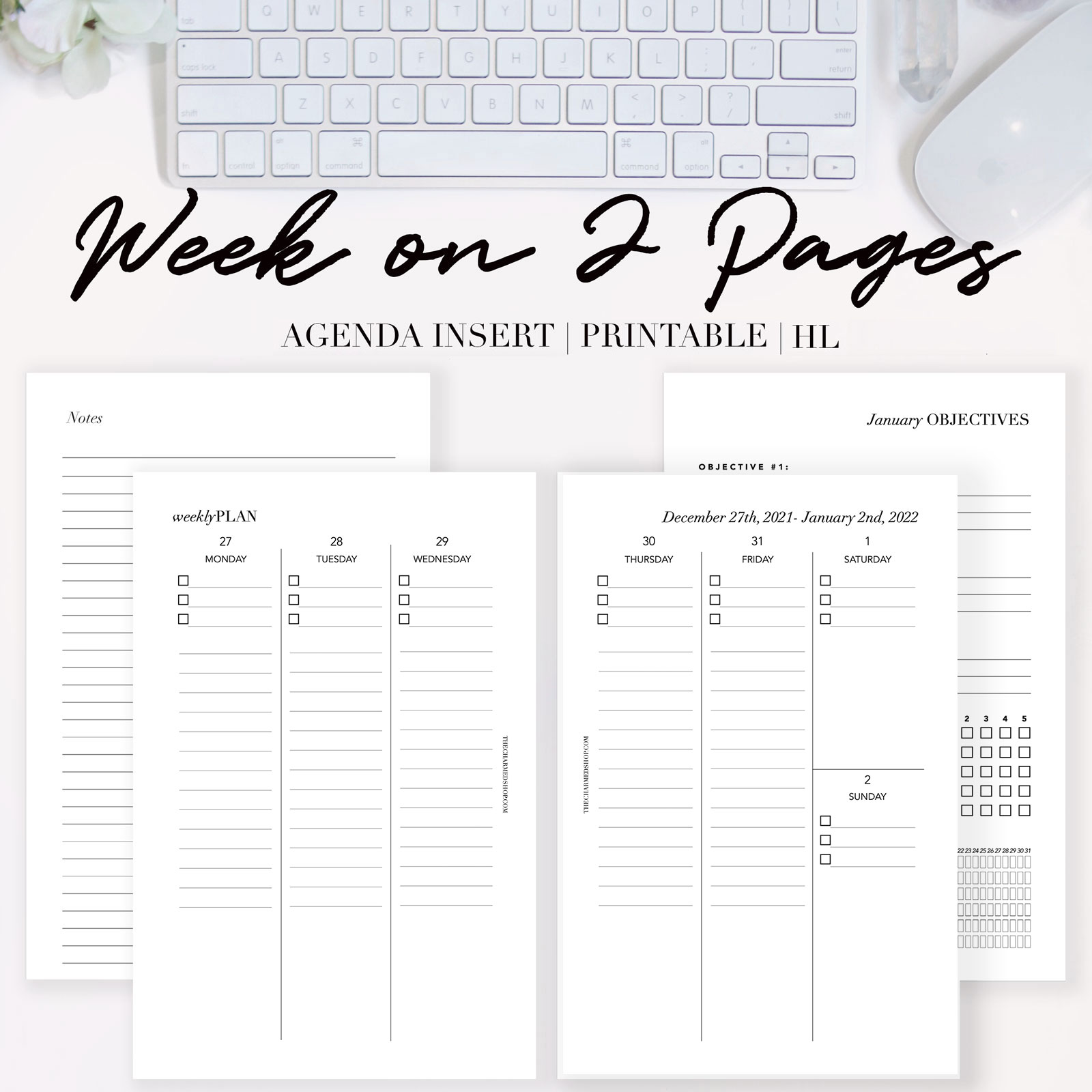 Barry tijdschrift Slagschip 2022 Week on Two Pages Agenda {Printable PDF} - The Charmed Shop