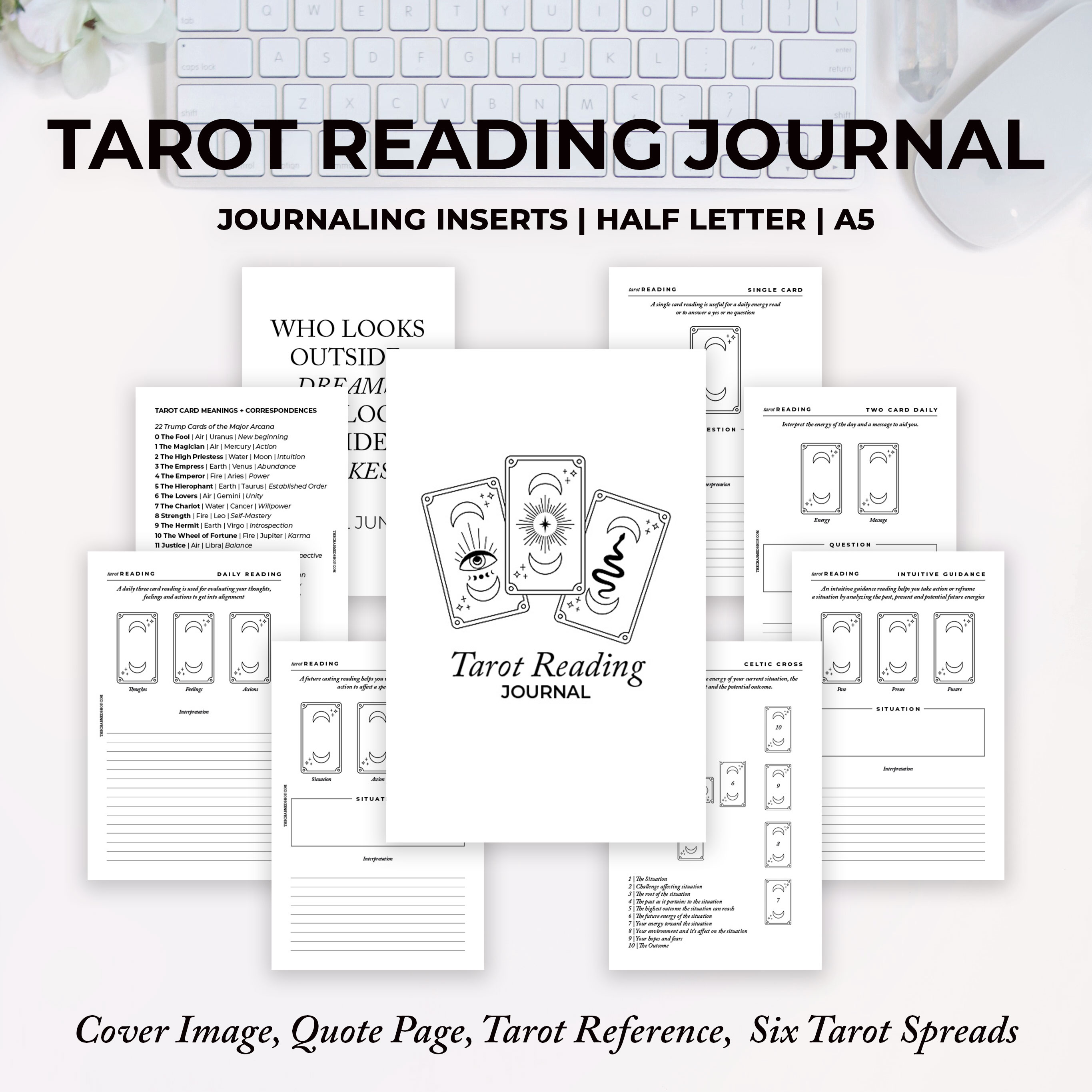 Daily Tarot Printable Journal Toolkit - Lady AND Reverie